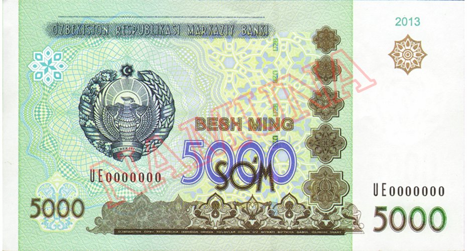 Details about   UZBEKISTAN 5000 SUM 2013 Prefix Uncirculated Banknotes 